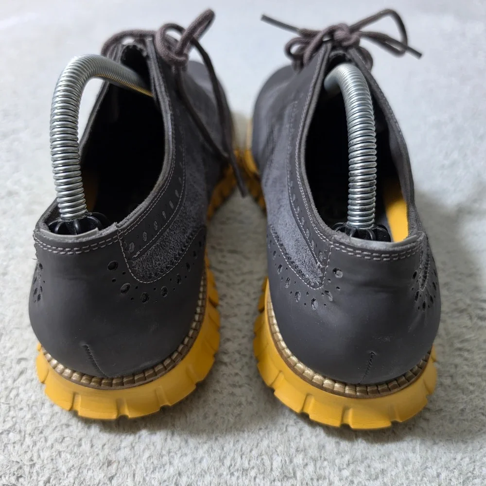 Cole Haan Zerogrand Wingtip Oxford Mens 10.5‎ Grey Yellow Brogue C23737